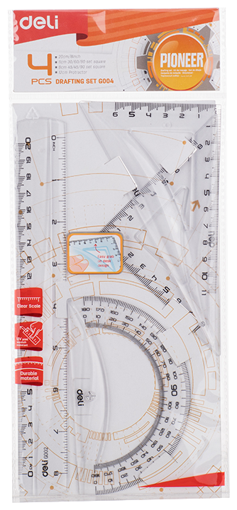 Deli Набор чертежный Pioneer 4 предмета (EG00412)