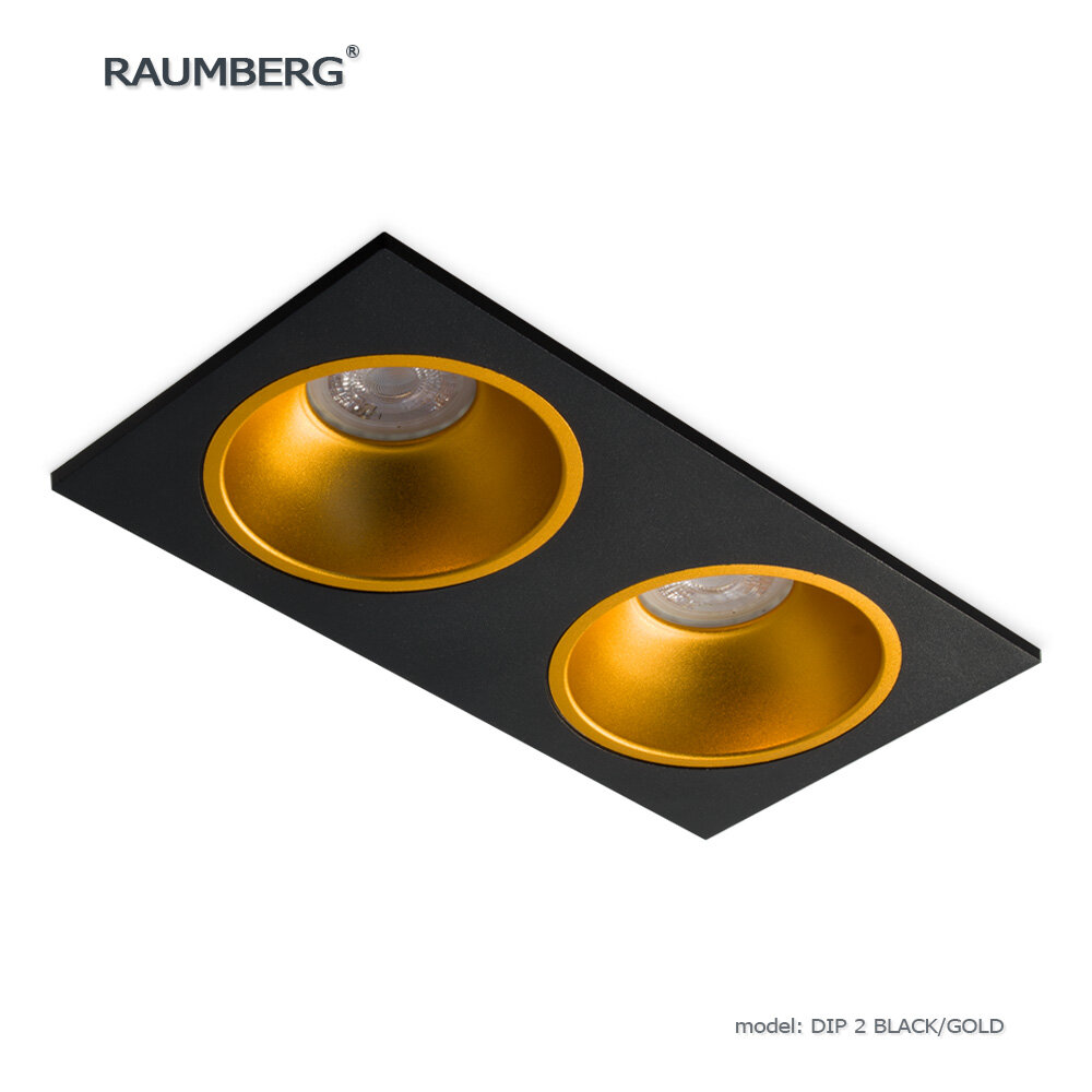 Встраиваемый неповоротный светильник RAUMBERG DIP 2 bk/gold черный с золотистыми вставками под светодиодную лампу GU10
