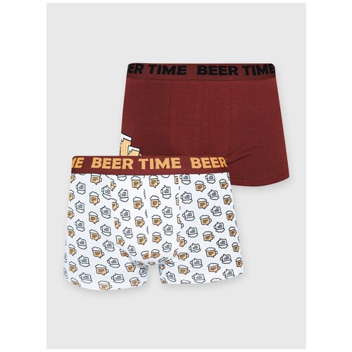 фото Твое набор трусов боксеры с классической посадкой с принтом beer с профилированным гульфиком, 2 шт., размер l, красный