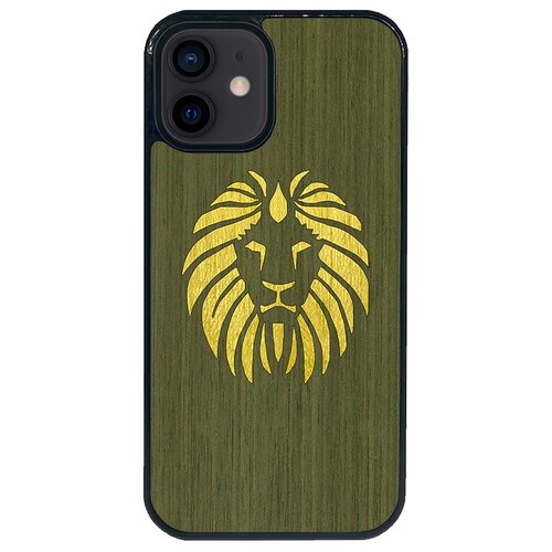 Чехол Timber&Cases для Apple iPhone 12 Mini TPU WILD collection - Царь зверей/Лев (Зеленый - Желтый Кото)