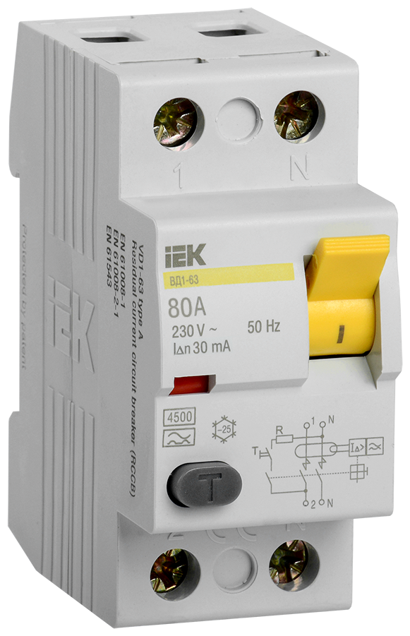 УЗО IEK 30мА тип AC ВД1-63 MDV10-2