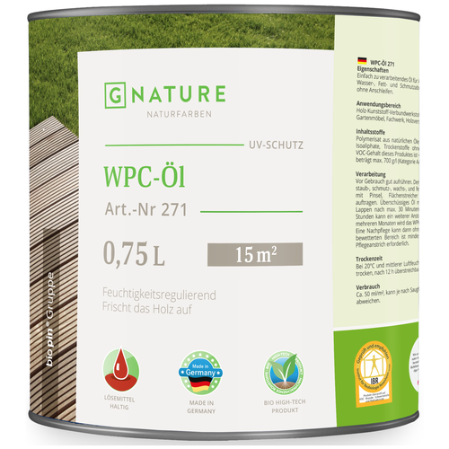 Масло GNATURE 271 WPC-Öl, бесцветный, 0.75 л