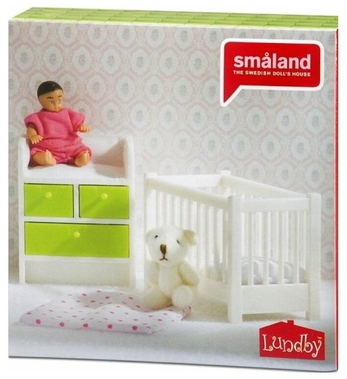 Мебель для кукол Lundby Кровать с пеленальным комодом - фото №2