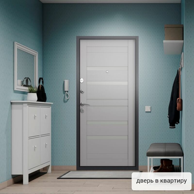 Дверь входная Torex для квартиры металлическая Flat-S 860х2050 левый, тепло-шумоизоляция антикоррозийная защита, замки 4-го и 2-го класса, серый/белый - фотография № 4