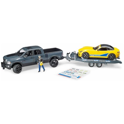 Купить Внедорожник Ram с автомобилем Roadster, Bruder, серый/желтый, пластик