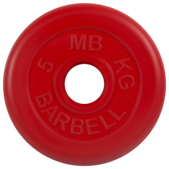 Диск обрезиненный d 51 мм цветной 5,0 кг (красный) MB-PltC51-5