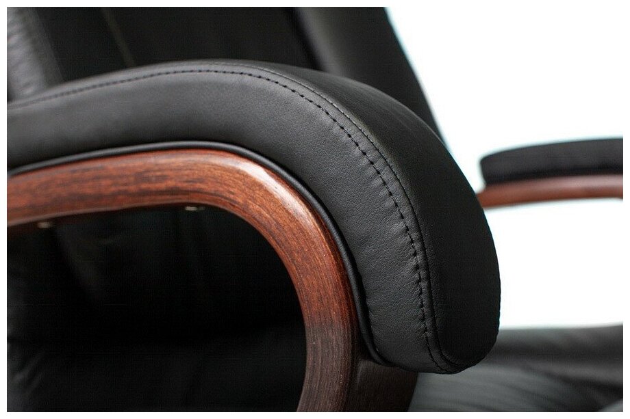Кресло руководителя БЮРОКРАТ T-9925WALNUT, на колесиках, кожа, черный [t-9925walnut/black] - фото №3