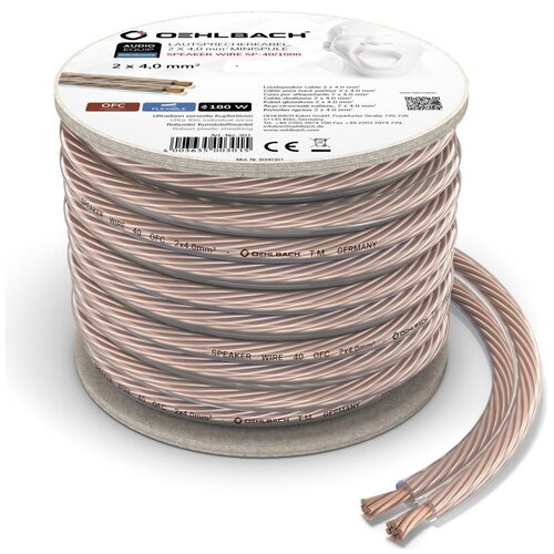 Кабель акустический на катушке Oehlbach 305 Performance Speaker Wire SP-40 Transparent 30.0m, катушка