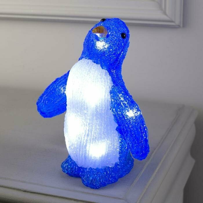 Светодиодная фигура "Танцующий пингвин" 7 х 20 х 7 см, акрил, 10 LED, батарейки ААх2 (не в комплекте), свечение белое