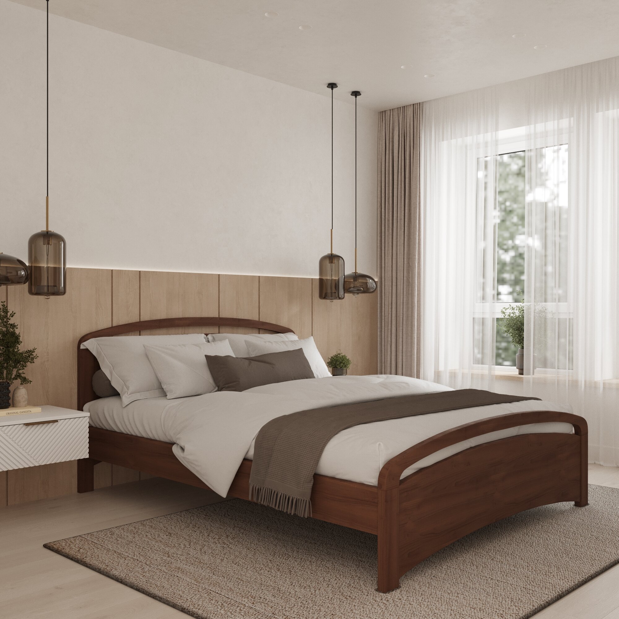 Двуспальная кровать Кровать деревянная Бали Люкс 160*200, 160х200 см, ММК-Древ