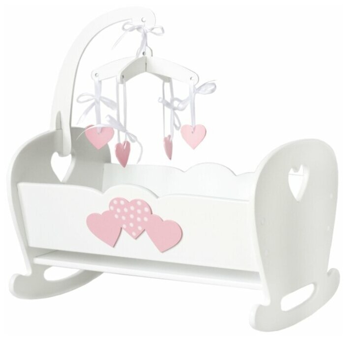 Кроватка для кукол "Сердце" с мобилем