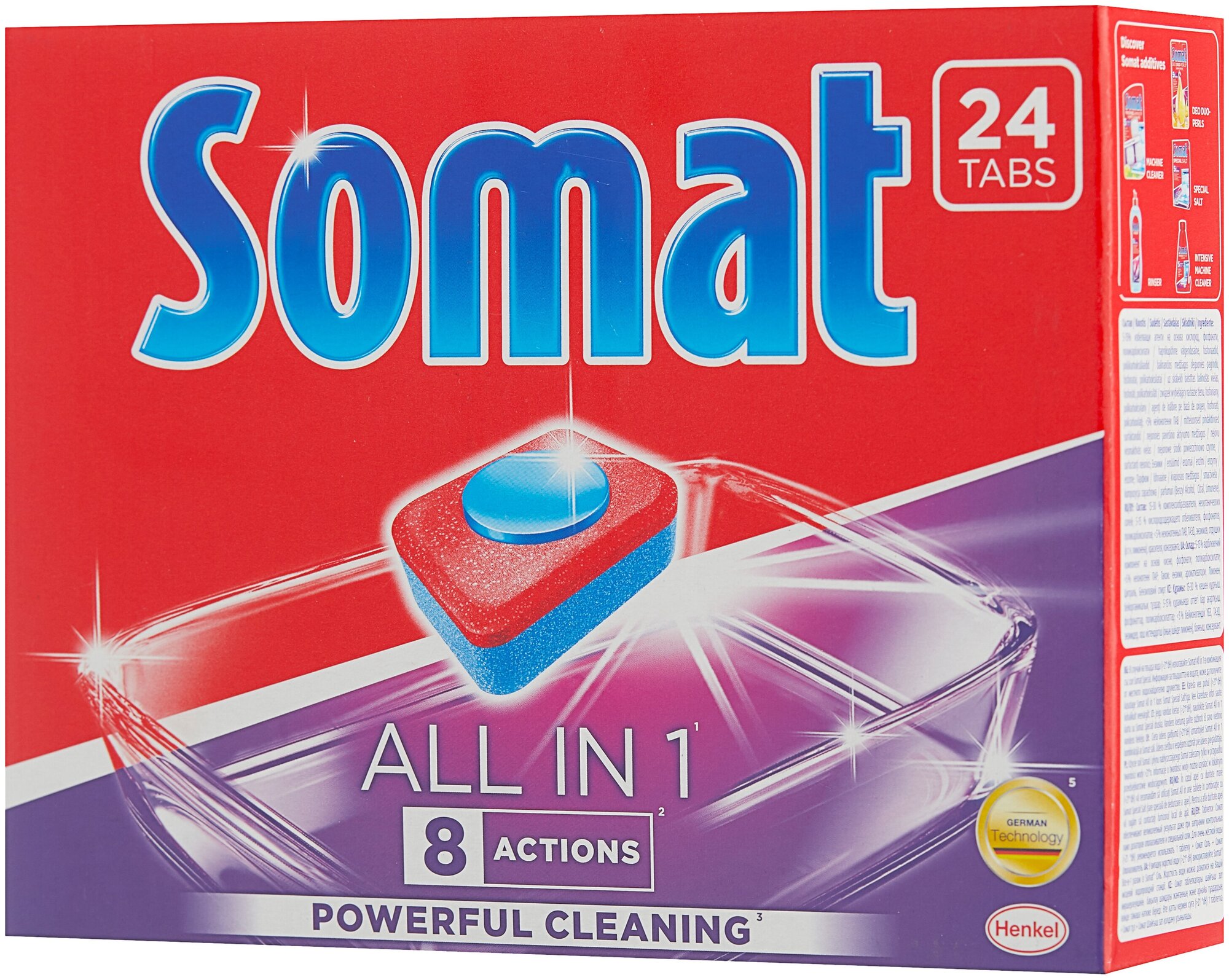 Somat All in 1, Таблетки для посудомоечной машины , мультифункциональное средство для мытья посуды в посудомойке в форме таблеток (24 таблетки) - фотография № 6