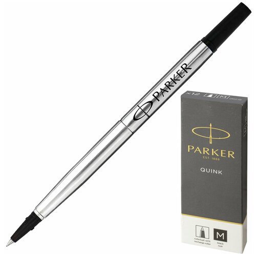 Стержень для ручки-роллера PARKER Quink RB, металлический 116 мм, узел 0,7 мм, черный, 1950278