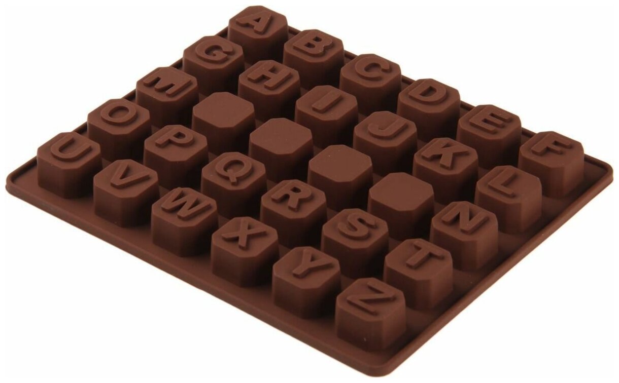 Форма для шоколада Доляна Английский алфавит, 30 ячеек, Шоколадный - фотография № 8