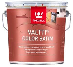 Пропитка <b>Tikkurila</b> <b>Valtti</b> Сolor Satin <span>материал обработки: дерево, степень глянца: полуматовая, нанесение: кистью</span>