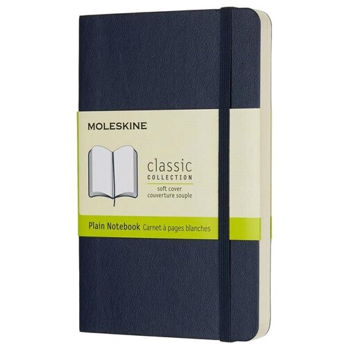 Блокнот Moleskine CLASSIC SOFT QP613B20 Pocket, 90x140 мм, 192 страницы, нелинованный, мягкая обложка, синий сапфир