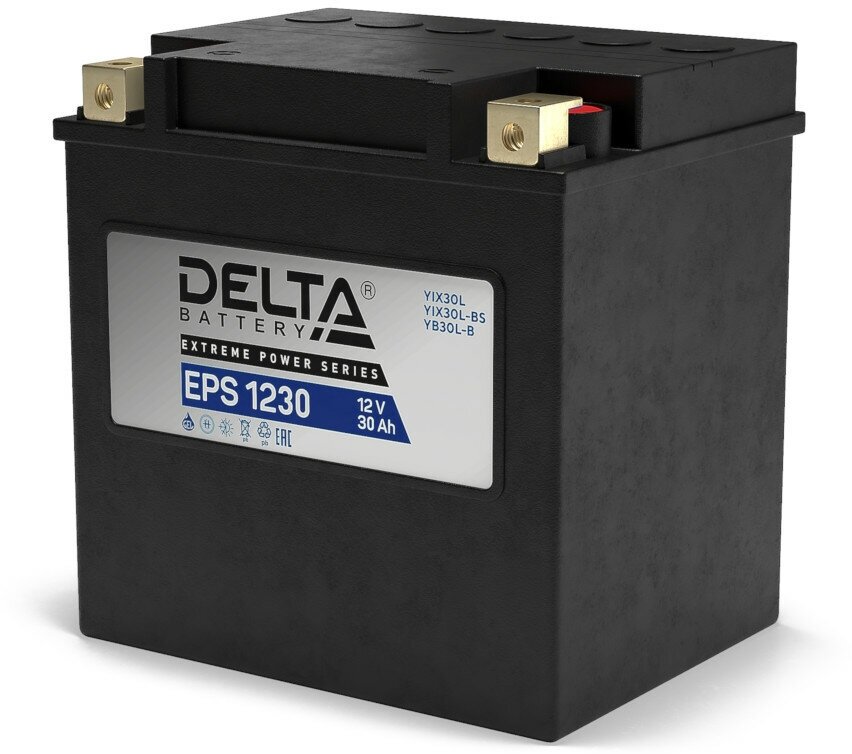 АКБ Мото 12 В 30 А/ч о. п. Delta EPS ток 450 166 х 130х 175 DELTA AVTO EPS1230 | цена за 1 шт