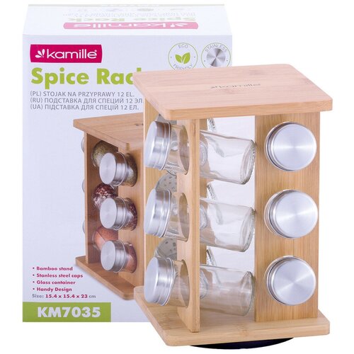 Набор ёмкостей для специй Kamille на прямоугольной подставке 235155155см KM-7035 202300₽