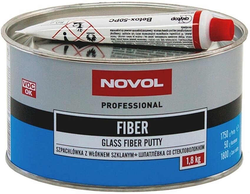 Шпатлевка со стекловолокном Novol Fiber Glass Putty 1,8 кг.