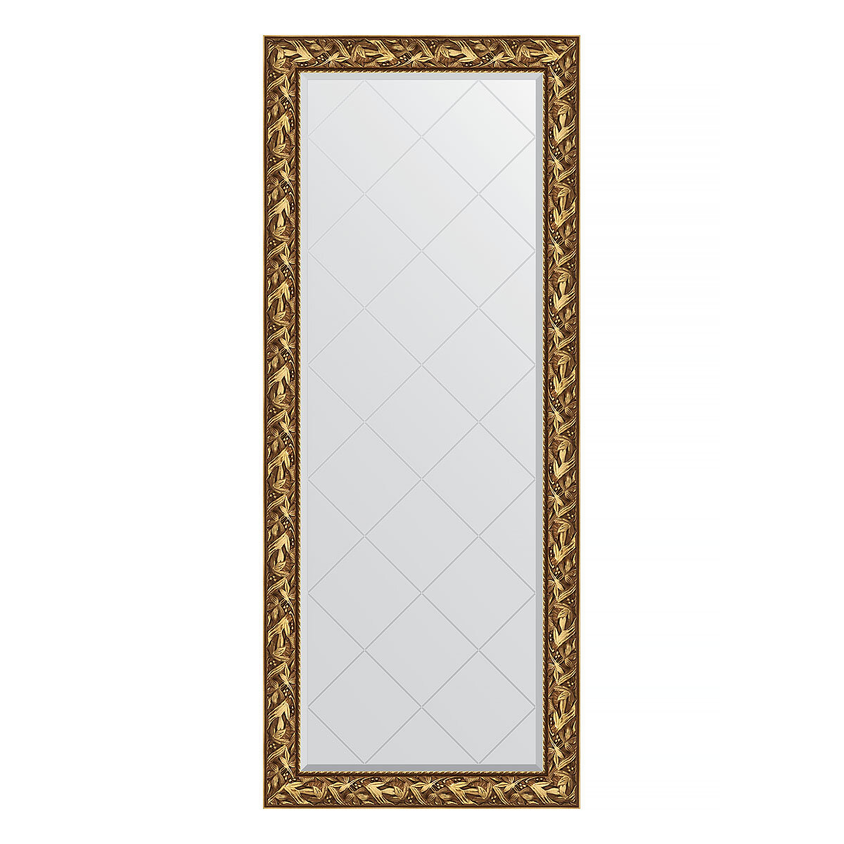 Зеркало напольное с гравировкой EVOFORM в багетной раме Византия золото, 84х203 см, для гостиной, прихожей, спальни и ванной комнаты, BY 6324