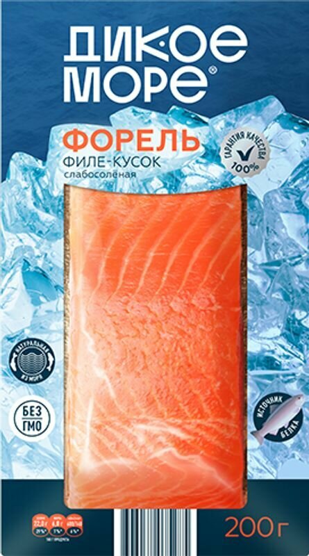 Форель Дикое Море радужная филе-кусок слабосолёная, 200г