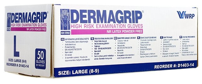 Перчатки смотровые WRP Dermagrip High Risk