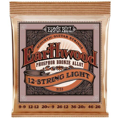 фото Ernie ball 2153 earthwood phosphor bronze light 9-46 струны для 12 струнной акустической гитары