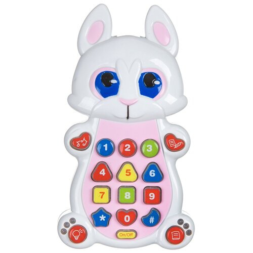 фото Развивающая игрушка bondibon умный телефон зайка вв4547, белый/розовый