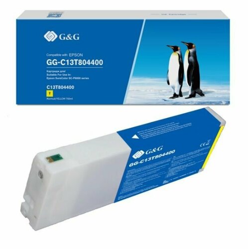 G&G струйный желтый картридж T8044 для Epson SC-P6000/7000/8000/9000 (700 мл) картридж epson c13t804500 700ml sc p6000 7000 8000 9000 светло голубой
