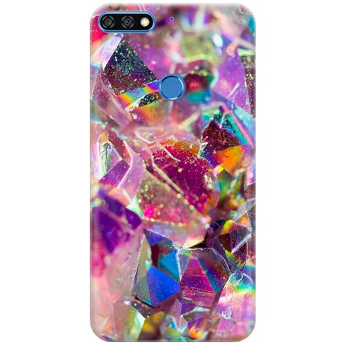фото Re:pa накладка transparent для huawei y6 prime (2018) / honor 7c / honor 7a pro с принтом "розовые кристаллы"