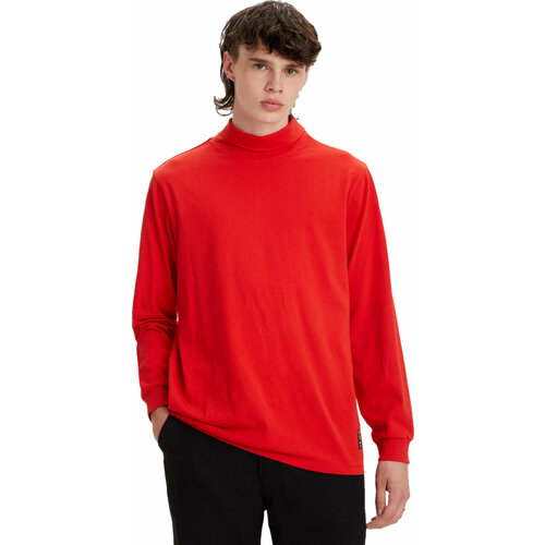 men s thermal underwear tops high collar camiseta termica sport shirts turtleneck sweater warm long sleeve knitwear men bielizna Лонгслив Levi's, размер S, красный