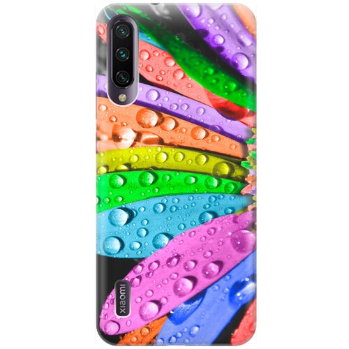 фото Силиконовый чехол на xiaomi mi a3 / cc9e / сяоми ми а3 / ми сс9е с принтом "разноцветные листья в каплях" gosso