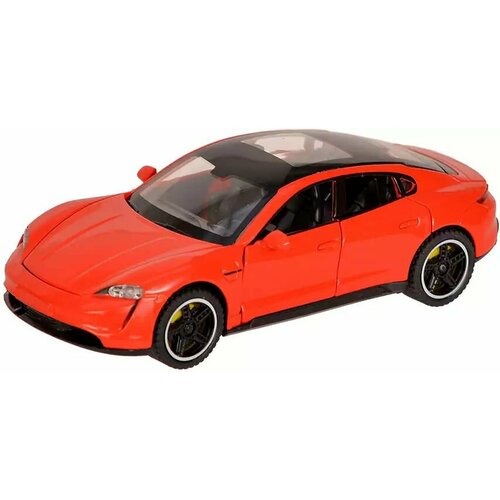 Модель машины Porsche Taycan 1:32 (15,5 см, свет, звук, инерционный механизм) 53509 модель машины porsche cayman s scale машинка порше кайман 1 32 масштабная модель 14 см синий инерционный механизм