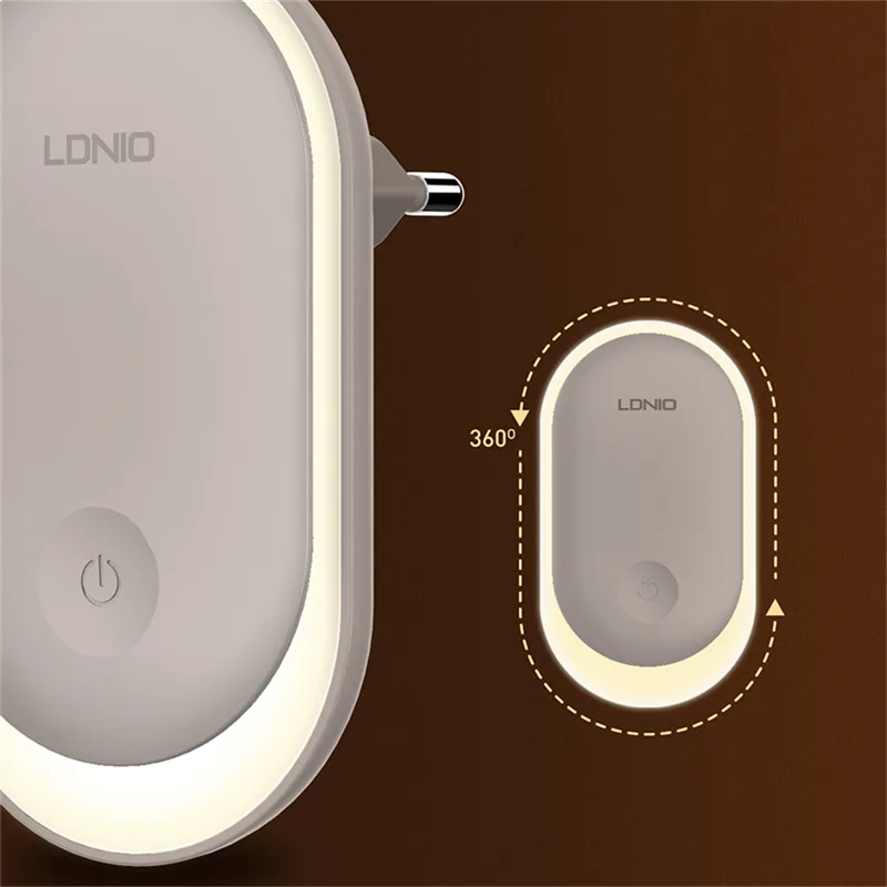 Ночник светильник в розетку LDNIO Y1 светодиодный с датчиком, 0.5 Вт, 3500 K, белый - фотография № 5