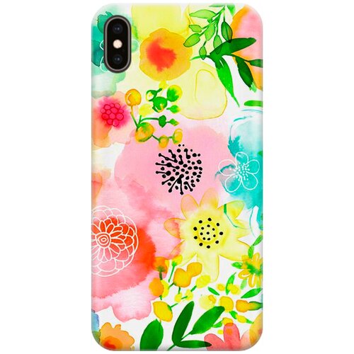 фото Силиконовый чехол на apple iphone xs max / эпл айфон икс эс макс с принтом "разноцветные цветочки" re:pa