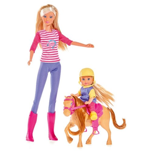 Набор кукол Steffi Love Штеффи и Еви с пони на ферме, 29 см, 5738051 сиреневый, Simba, фиолетовый/розовый/сиреневый, ABS-пластик/текстиль, female  - купить
