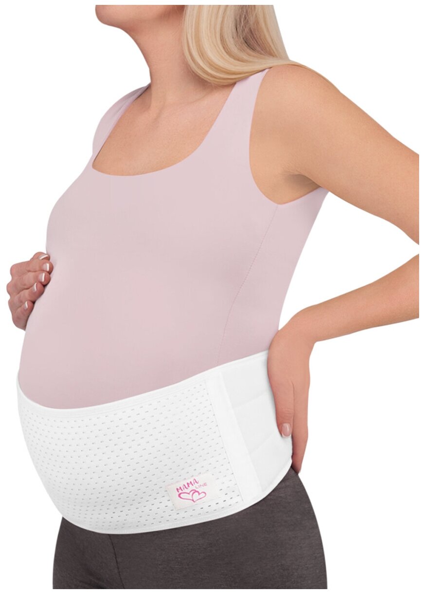 Бандаж для беременных дородовой высота 18 см MamaLine MS B-1218/Белый, L-XL Интерлин - фото №1