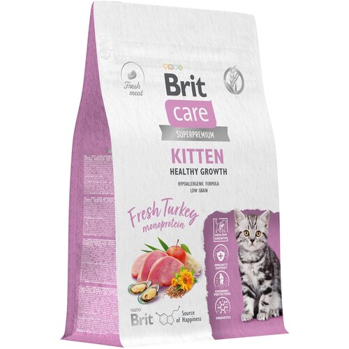 Сухой корм для котят Brit Care Cat Kitten Healthy Growth​​​, с индейкой 0,4 кг сухой корм brit care супер премиум с индейкой для котят беременных и кормящих кошек cat kitten healthy growth 0 4 кг