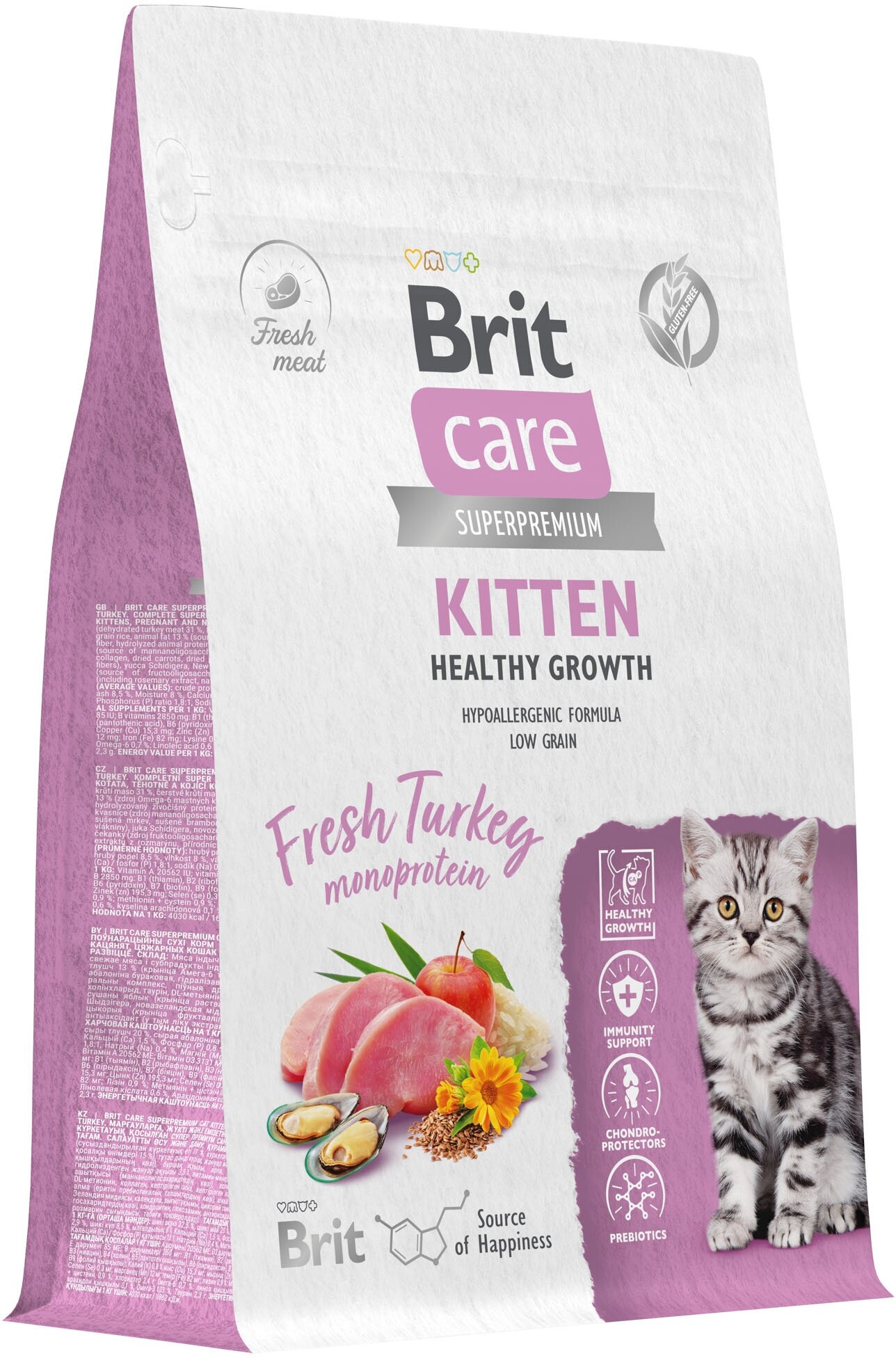 BRIT CARE CAT KITTEN HEALTHY GROWTH для котят, беременных и кормящих кошек с индейкой NEW 0,4 кг