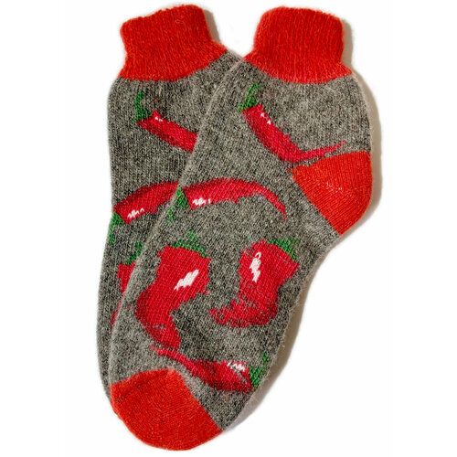 фото Мужские носки , 1 пара, укороченные, вязаные, размер 39/44, красный, серый комоd