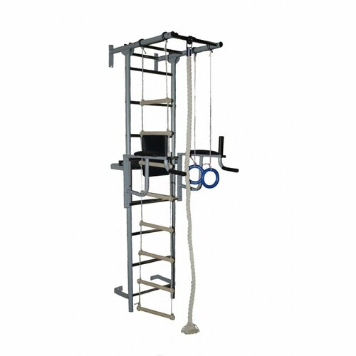 Спортивный комплекс Крепыш Пристенный с брусьями (металл, хром) серый