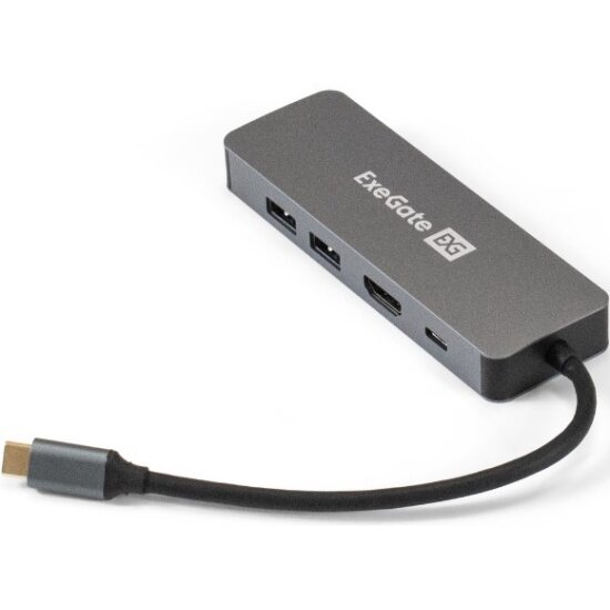 Док-станция Exegate 5-в-1 DUB-21C/PD/HL USB 3.1 Type C(M) - 2 x Type A (F)+HDMI+RJ45+Type C (PD100W) 0.15 м серый (EX293982RUS)