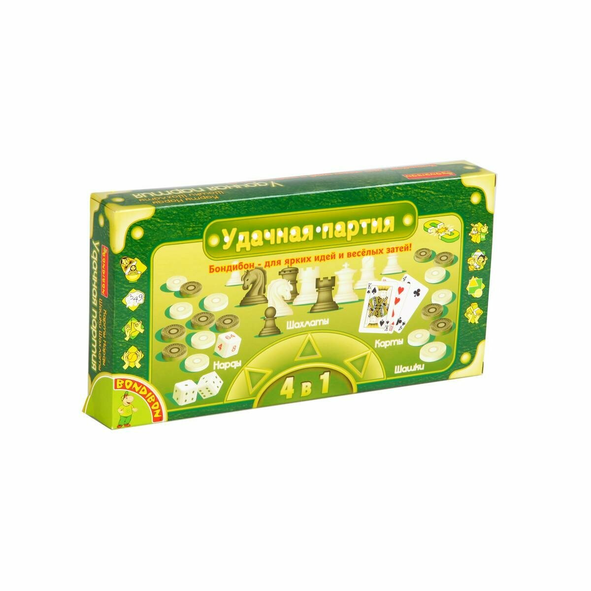 Игры 4 в 1 "Шашки. Шахматы. Нарды. Карты" (9841/ВВ0693) Bondibon - фото №15