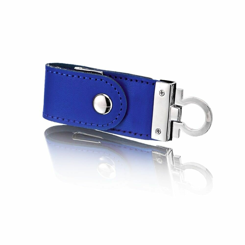 Кожаная флешка Banyan, 32 ГБ, синяя, USB 2.0, арт. F20