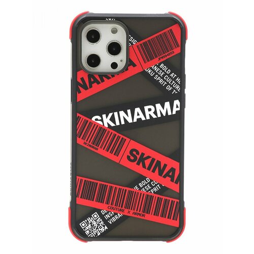 Чехол для iPhone 12 Pro Max Skinarma Kakudo Red, противоударная пластиковая накладка с рисунком, матовый силиконовый бампер с защитой камеры