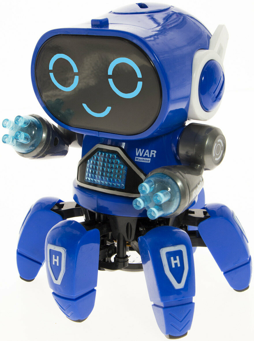 Интерактивный танцующий робот Bot Robot Pioneer, синий / Робот краб (шесть ног) / Свет, звук / Игрушка для детей