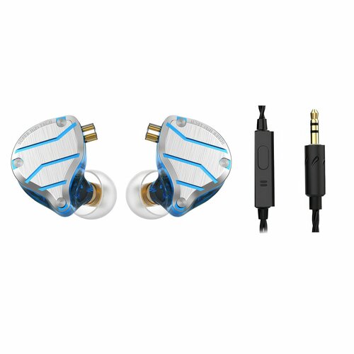 Внутриканальные наушники QKZ ZXN проводные Hi-Fi наушники 35 мм mini jack металлический голубой 161200₽