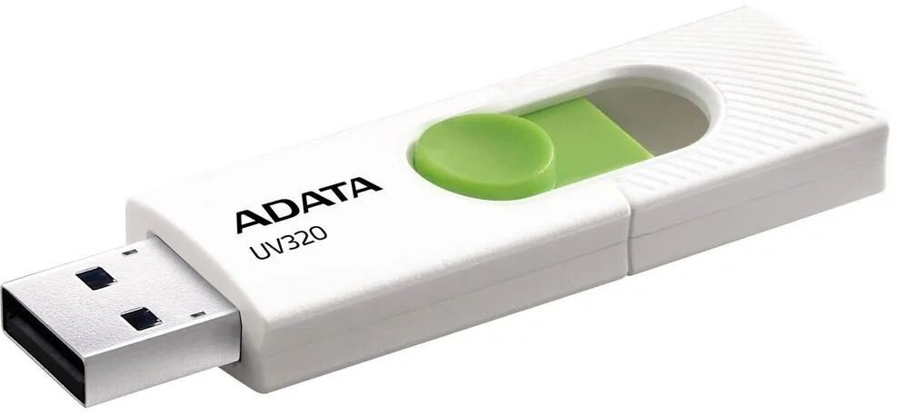 Флеш Диск A-Data 32GB UV320 AUV320-32G-RWHGN USB3.2 белый/зеленый — фото 1