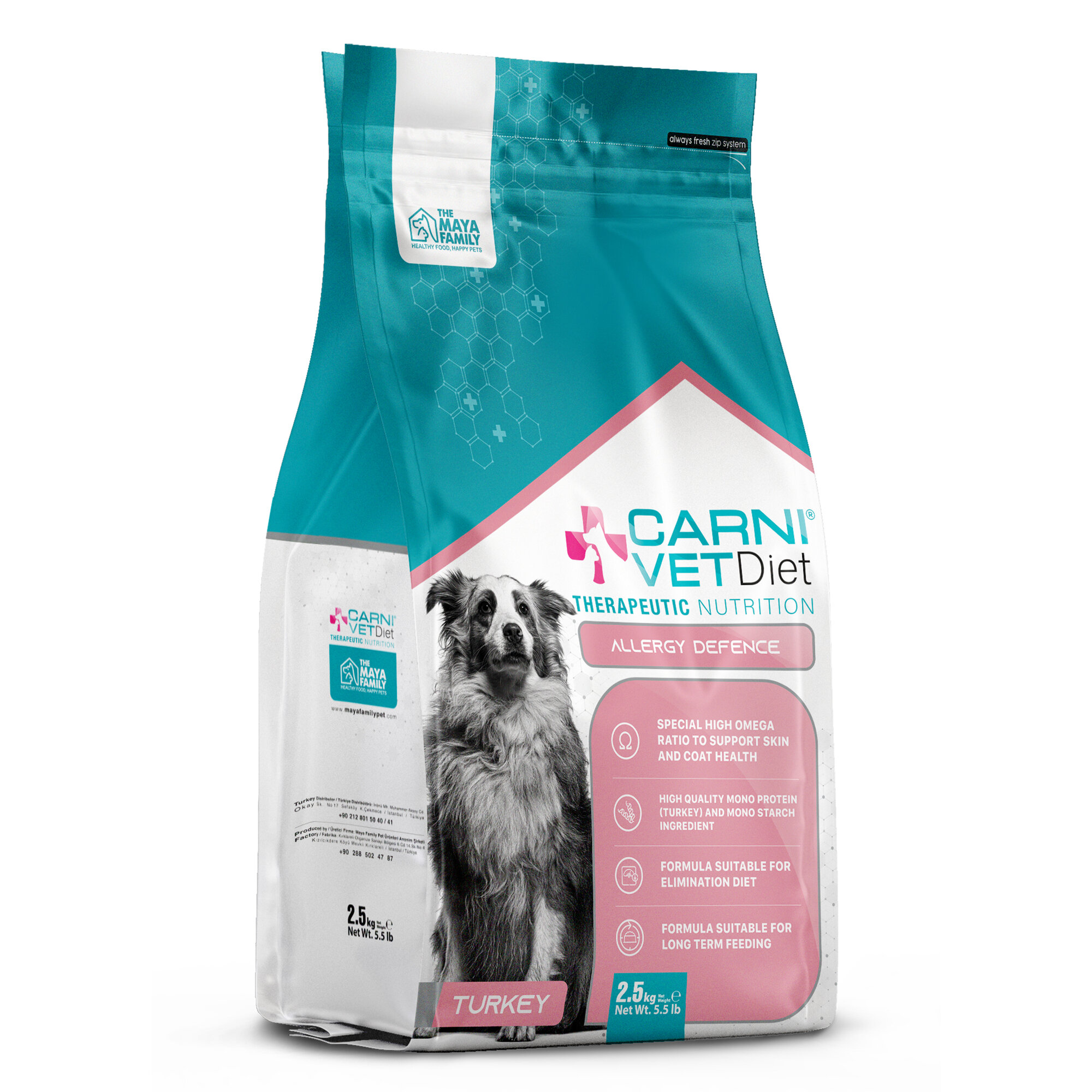 Сухой корм Carni Vet Diet Dog Allergy Defense диетический для собак при аллергии, здоровая кожа и шерсть, индейка 2,5 кг