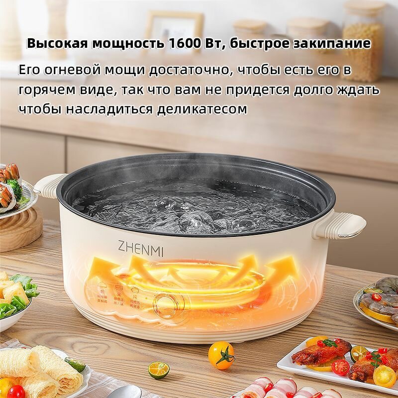 Изображение Электрическая кастрюля Xiaomi Zhenmi, полностью автоматическая, с антипригарным покрытием, 7 л